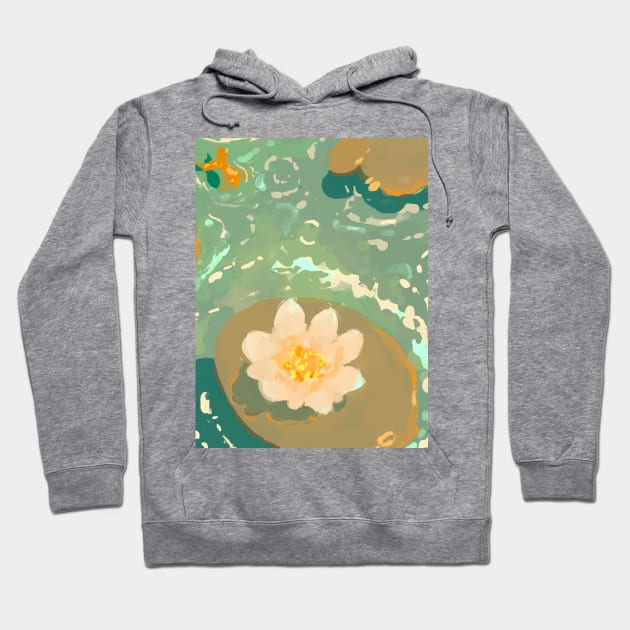 water lilies vintage pond poster Hoodie by shazuliArt